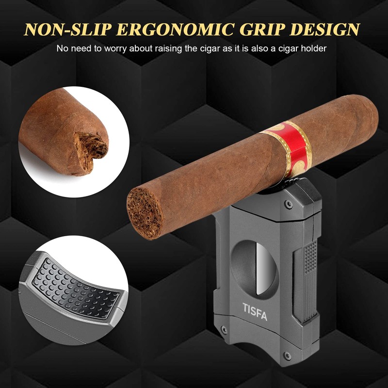 TISFA Cigar Cutter V-Cut, Stainless Steel Guillotine Sharp Cut Blade