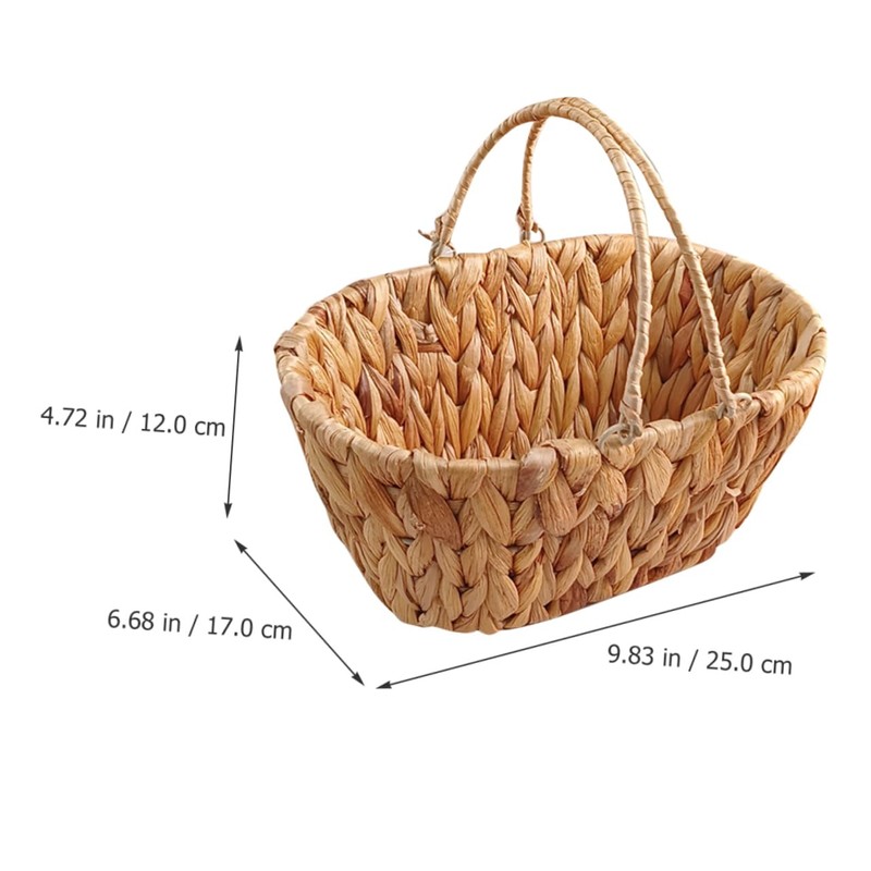 KOMBIUDA Natural Hyacinth Grass Bread Basket Woven Snack Organizer Decorative