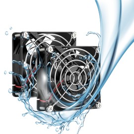 GDSTIME IP68 Waterproof Fan, 80mmx25mm DC 12V Brushless Cooling Fan, 2800RPM 2PIN