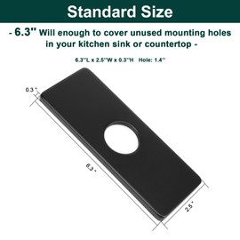 BathAce Sink Hole Cover Deck Plate, Escutcheon Plate Stainless Steel for Bathroom or Kitchen Sink Faucet 6.3 Inch (Square, Matte Black)