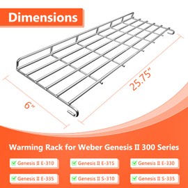 QuliMetal Stainless Steel Grill Warming Rack for Weber Genesis II 300 Series Gas Grills, Genesis II E-310, II E-315, II E-330, II E-335, II S-310, II S-335 Series, Replacement Parts for Weber 66044