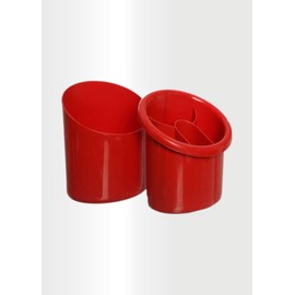 ECO Cutlery Utensil Drainer with 4 Compartments, 15×14×18 cm (Red)