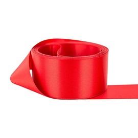 Red Satin Ribbon - 50mm Wide - 3 Meters - Many Colours - Buy 3 & Get 1 Free for Gifts Wrap, Party, Decoration, Cloth, sew, Crafts, Wedding, Events