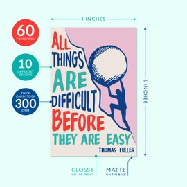 Sweetzer & Orange Motivational Postcards Pack (60 Post Cards) 4x6 Postcards for Kids and Adults. Growth Mindset Affirmation Cards, Mindfulness Cards, Inspiration Cards and Blank Encouragement Cards