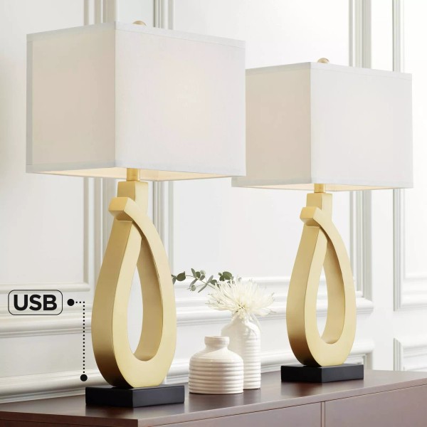360 Lighting Simone Modern Table Lamps 28" Tall Set of