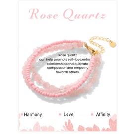 LOCCY Natural Stone Bracelet for Women, 4 mm Crystal Ball Bracelet, Boho Gemstone Beads Bracelet, Layered Stackable Bead Bracelet for Women, Girls, Mother's Day, Birthday, Christmas, One size, Stone