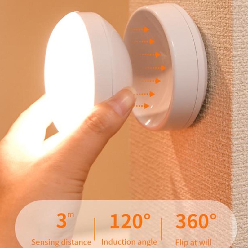 LED Motion Sensor Night Light ABS 360 Degree Rotating Rechargeable