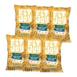 FitJoy Gluten Free Pretzels, Tangy Dijon Mustard Twists, Grain Free: Gluten Free Snacks with Made-In-USA Crispy Crunchiness - Nut Free, Non-GMO, Vegan Certified, 4.5 Oz, 6 Bag Pretzel Pack