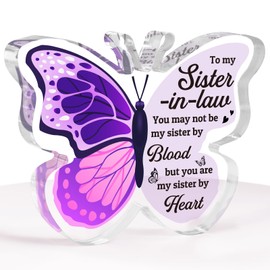 Sister in Law Gifts, Christmas Gifts for Sister in Law, Sister in Law Birthday Gifts - Acrylic Butterfly Plaque Birthday Anniversary Wedding Gifts for Sister in Law, Ideal Sister in Law Presents