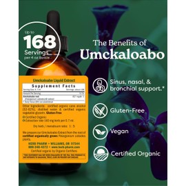 Herb Pharm Certified Organic Umckaloabo Liquid Extract for Respiratory System Support - 4 Ounce