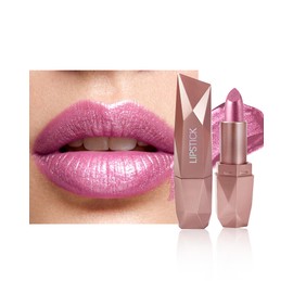 Purple Glitter Lipstick for Women, Metallic Shimmer Long Lasting Lip Gloss