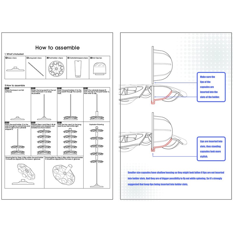 EVERIE Rotary Coffee Pod Capsules Carousel Holder Organizer Compatible with