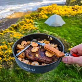 Fire-Maple 7.6 Inch Camping Frying Pan w/Nonstick Coating | Durable Lightweight Camping Skillet for Cooking Egg Steak | Outdoor Kitchen Equipment Gear | Portable Backpacking Cooking Pan