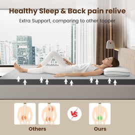 Extra Firm Twin Mattress Topper 4 Inch - High Density Firm Foam Bed Topper, CertiPUR-US Certified for Back Support & Pressure Relief, Black