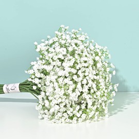 Yastouay Babys Breath Artificial Flowers, 6Pcs Fake White Babys Breath Flowers Artificial Bulk, Real Touch Faux Babies Breath Gypsophila Bouquet for Wedding Floral Arrangement Party Decor