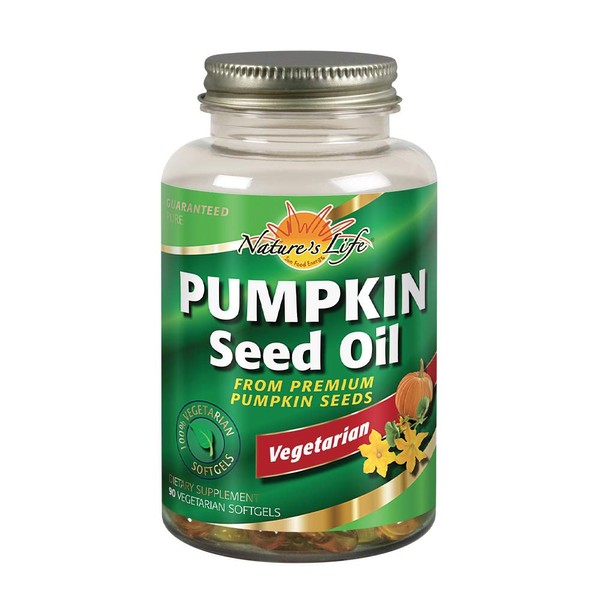 Nature's Life Pumpkin Seed Oil 1000 mg, Vegetarian | for Cardiovascular and Prostate Health Support | 90ct