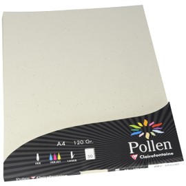 Clairefontaine 55010C Pack of 50 Sheets of Pollen Writing Paper, 100% Recycled Paper, DIN A4, 21 x 29.7 cm, 120 g, Ideal for Invitations and Correspondence, Natura White, 1 Pack
