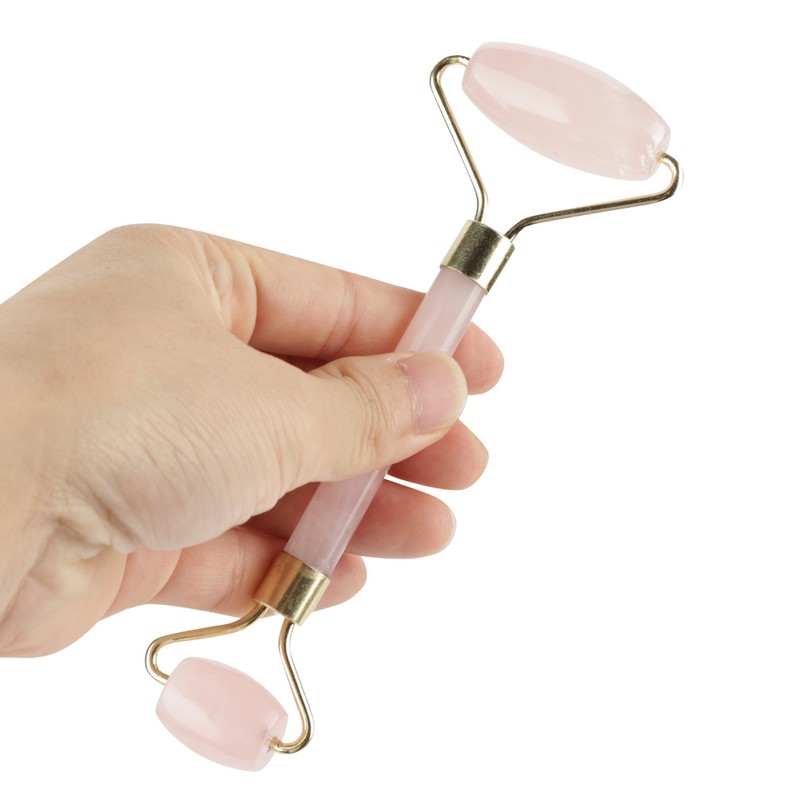 Natural Double Head Rose Quartz Jade Stone Roller & Scrapping