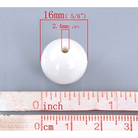 100 abalorio redondas de acrílico blancas de 16 mm de diámetro con agujero de 2,4 mm