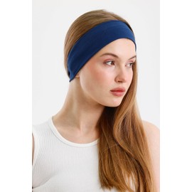 Headbands for Women Solid Color Non-Slip for Yoga, Fashion Sports Hair Bands for Women's Hair, Soft Cotton Fabric Stretchy Headbands for Women for Workout Fitness Running (Navy Blue, 1 Size)