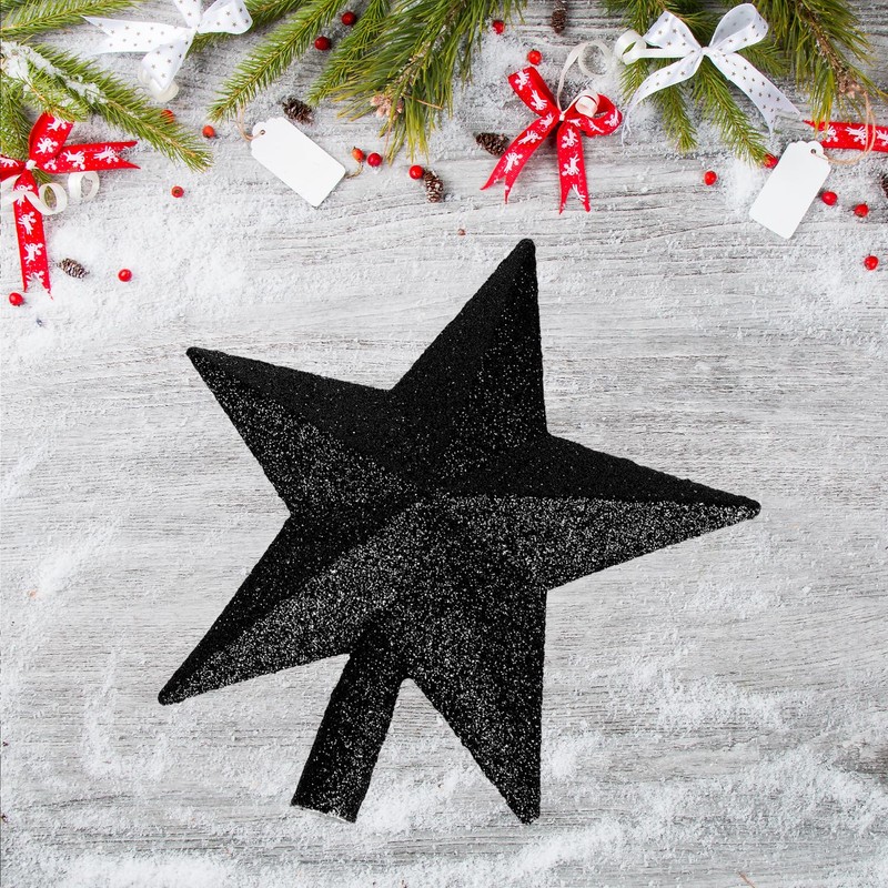 SULOLI 19cm Star Christmas Tree Plastic Star with Sequins Topper