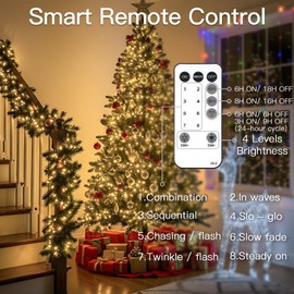 suddus White Christmas Tree Lights Outdoor, 66ft 200 LED Christmas String Lights with 8 Modes, Twinkle Lights for Christmas Tree, Bedroom, Backyard, Patio, Porch, House Decoration