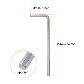 HARFINGTON 10pcs Hex Key Wrench 3/16" L-Shape Hexagon SAE Wrenches Chrome Vanadium Steel Repairing Tool for Home Repair, Silver Tone