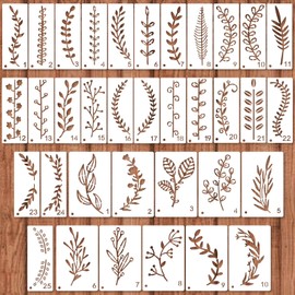Leaf Stencils for Painting on Wood – 35PCS Reusable Vine & Foliage Stencils for DIY Crafts, Wall Art, Fabric, Rock, and Scrapbooking