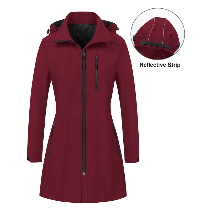 CREATMO US Women's Hooded Winter Snow Ski Trench Coats Multiple