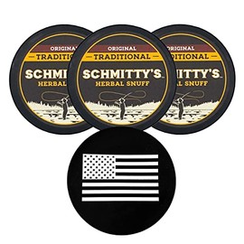 Schmitty's Herbal Snuff Original 3 Cans with DC Crafts Nation Skin Can Cover - US Flag