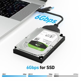 BENFEI SATA to USB Cable, 2in1 USB-C/USB 3.0 to SATA III Hard Driver Adapter Compatible for 2.5 inch HDD and SSD