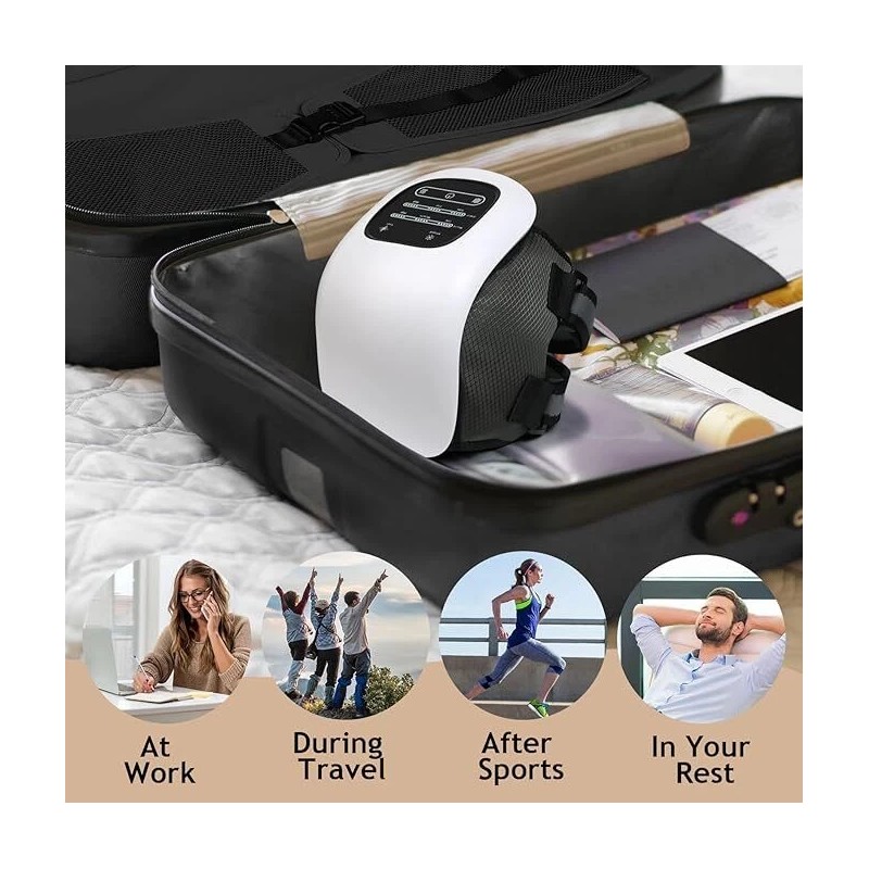 Cordless Heated Knee Massager Vibration Therapy Knee Massager with LED