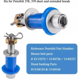 YMT For Peterbilt 378 379 Hood Hinge Pivot Bolt & Bushing Kit 13-04154 13-04164