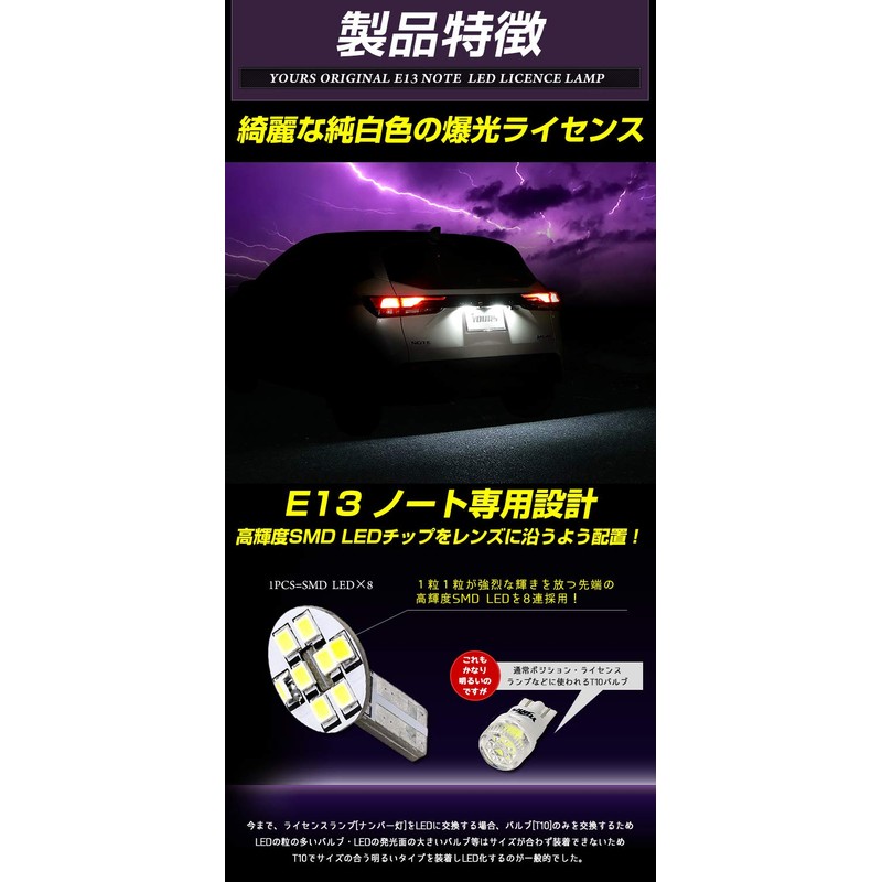 YOURS E13 Notebook Dedicated LED License Lamp, 2 Pieces, License