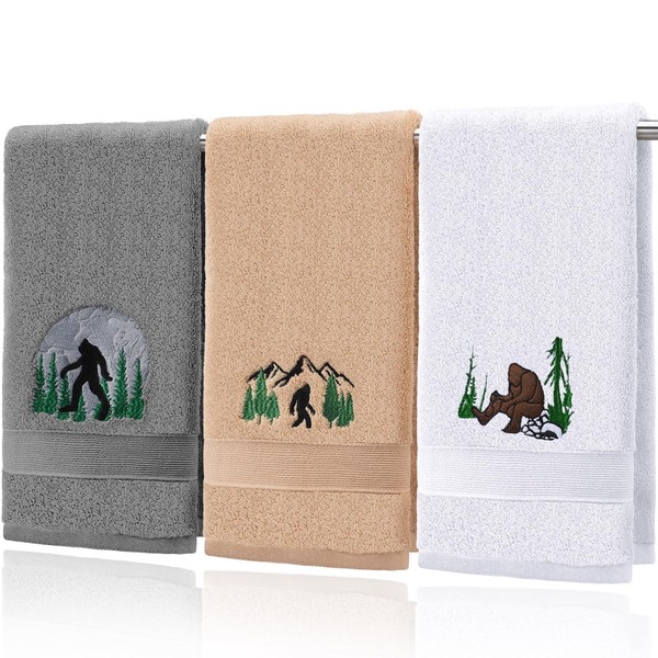 FuWeave 3 Pcs Bigfoot Hand Towel Novelty Big Foot Sasquatch