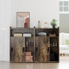 Adjustable Storage Cabinet with Sliding Doors, Multi-Functional Organizer with 2-Tier