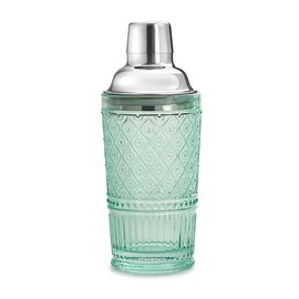 Godinger Cocktail Shaker, Martini Shaker, Glass Cocktail Shaker, Vintage Decor - 17oz, Claro Collection, Green