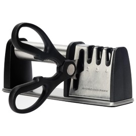 Belle Vous 4-in-1 Profi Messerschärfer - Manuelle Messerschärfer mit 4 Stufen - Wolfram, Keramik, Hartmetall & Diamant Messerschärfer für Scheren & Messer mit Gerader Klinge - Schleifen & Polieren