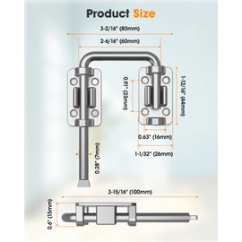 MeBantoo 2.36 Inch U Patio Sliding Door Loop Lock Latch - Stainless Steel Home Security Loop Bolt Lock for Barn, Garden, Fence Gate, Window - Multi-Angle Installation Option (Silver-1 Pc)