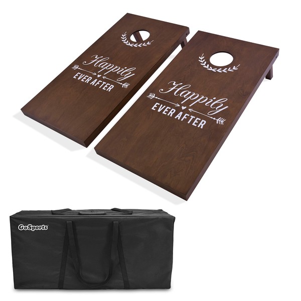 GoSports Wedding Cornhole Set | Regulation 4'x2' Size Solid Stained Wood with Carrying Case and Bean Bags (Choose Your Colors) - Match The Wedding Theme!