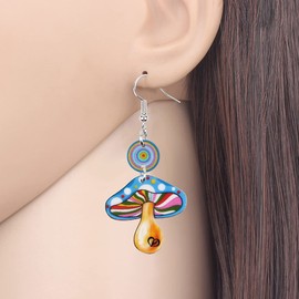 DUOWEI Cute Acrylic Mushroom Earrings Dangle Aesthetic Gifts for Women Teen Girls (Mushroom E)