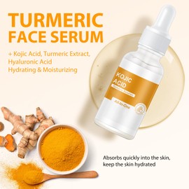 Kojic Acid Serum for Face, With Turmeric Extract, Turmeric Face Serum for Women and Men, Hydrating Facial Essence for All Skin Types, 30ml / 1 fl.oz