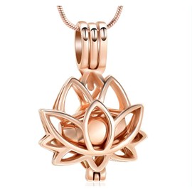 Cremation Jewelry for Ashes Pendant - Lotus Urn Necklace with Mini Keepsake Urn Memorial Ash Jewelry For Women Men