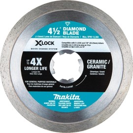 MAKITA X-Lock 4-1/2 in. Continuous Rim Diamond Blade for Ceramic and Granite Cutting E-073