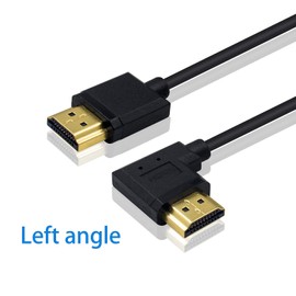 Duttek HDMI Cable 0.15m Short HDMI 2.0 Cable,Right Angle HDMI Adapter Left Angled 90 Degree HDMI Male to Male Cable,Thin 1080P HDMI Cable 4k Super Slim (Type A Male to Type A Male)
