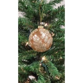 Wizardi Copper Leaf Glass Ball Christmas Ornament F07M7-27(LH76-
