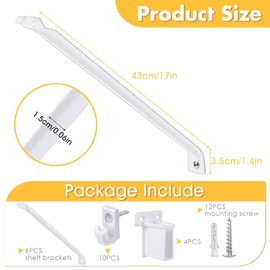 12 Inch Wire Shelf Brackets,Closet Shelf Brackets with Wire Shelf Clips and End Brackets for Wardrobe and Wall Bracket Installation (6 Pack)