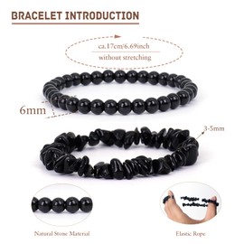 GoPaw Pack of 2 Stretch Bracelets Made of Real Natural Stone Beads, 6 mm Bracelet Healing Stones Women, Gemstone Bracelets, Women's Pearl Bracelet, Yoga Bracelet for Women, Girls, One size, Gemstone