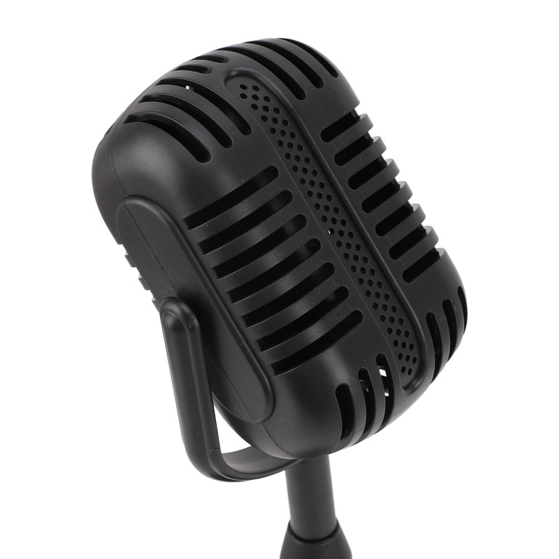Antique Microphone Decor with Stand Black Realistic Lightweight Retro Microphone