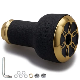 HEIGHTEN Fishing Reel Handle Knob for Shimano Daiwa Baitcasting Spinning Reel Stradic Vanford Sahara FI Tranx SLX Ballistic Exceler Tatula (24mm TPE - Black & Gold) (425)